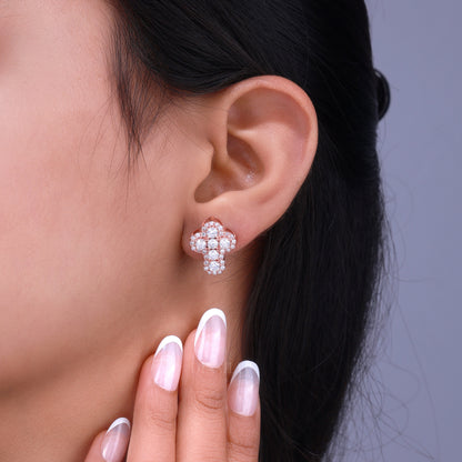Rose Gold Brilliant Cut Halo Cross Earrings With Moissanite Diamonds Diamlux Fine Jewelry