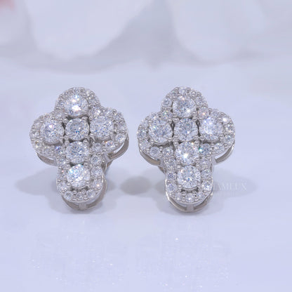 White Gold Brilliant Cut Halo Cross Earrings with Moissanite Diamonds Diamlux Fine Jewelry