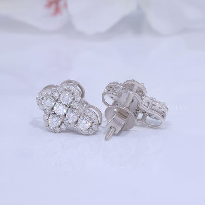 White Gold Brilliant Cut Halo Cross Earrings with Moissanite Diamonds Diamlux Fine Jewelry