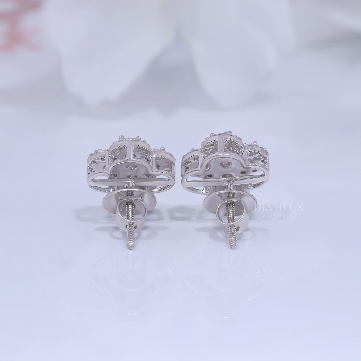 White Gold Brilliant Cut Halo Cross Earrings with Moissanite Diamonds Diamlux Fine Jewelry