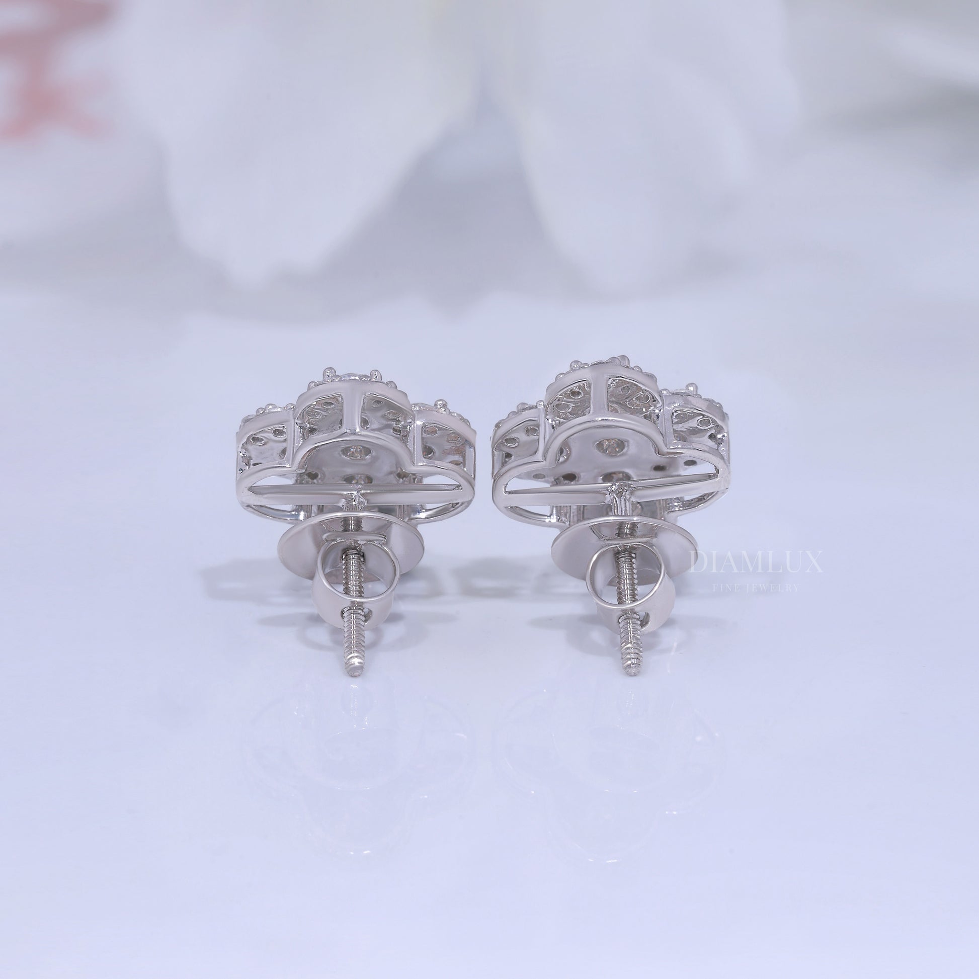 White Gold Brilliant Cut Halo Cross Earrings with Moissanite Diamonds Diamlux Fine Jewelry