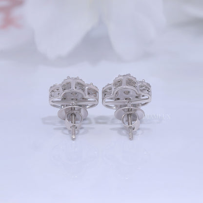White Gold Brilliant Cut Halo Cross Earrings with Moissanite Diamonds Diamlux Fine Jewelry