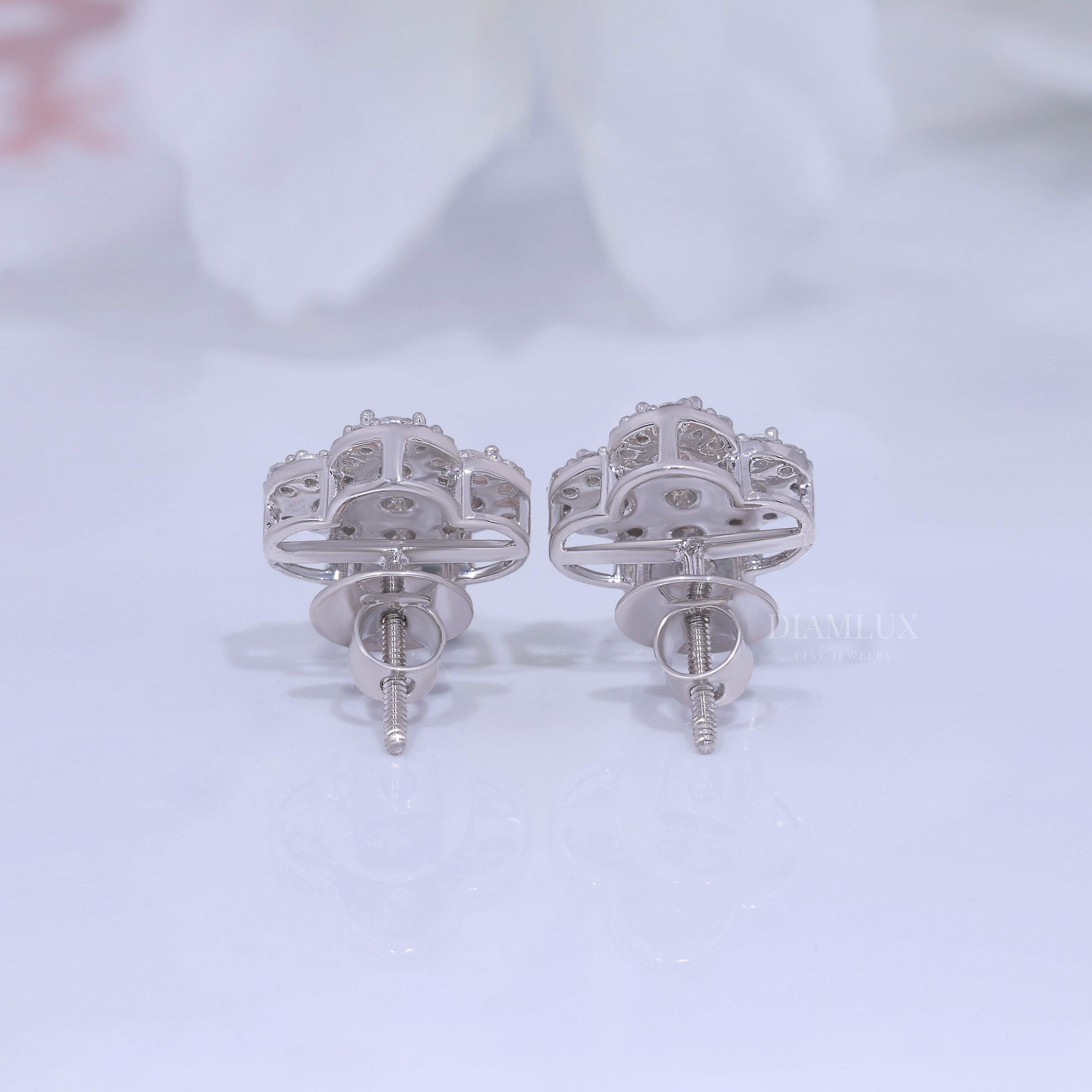 White Gold Brilliant Cut Halo Cross Earrings with Moissanite Diamonds Diamlux Fine Jewelry