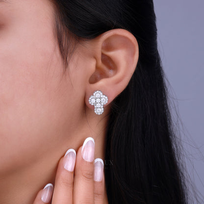White Gold Brilliant Cut Halo Cross Earrings with Moissanite Diamonds Diamlux Fine Jewelry