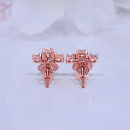 Rose Gold  Diamond Stud Cross Earrings with Moissanite Diamond Diamlux Fine Jewelry