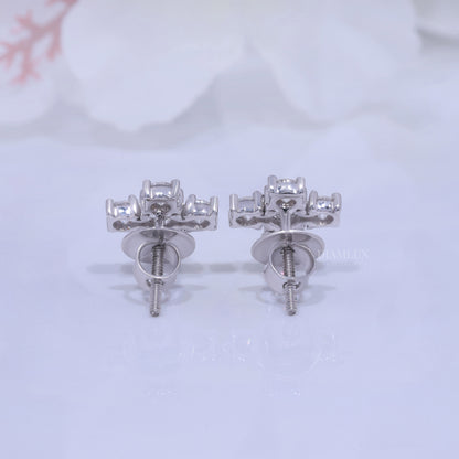 White Gold Diamond Stud Cross Earrings with Moissanite Diamonds Diamlux Fine Jewelry