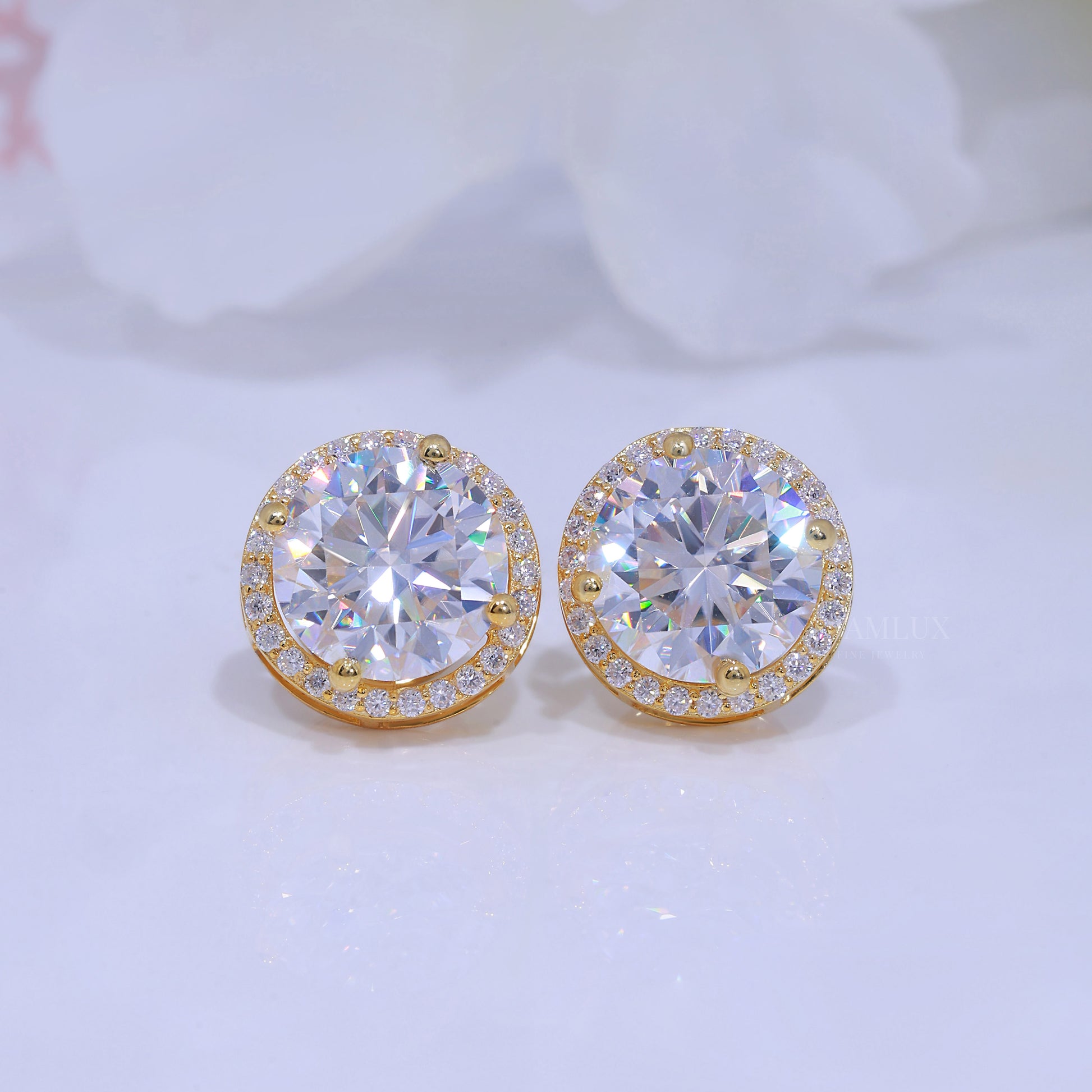 925 Silver with Moissanite Diamonds-Yellow Gold Diamlux Fine Jewelry
