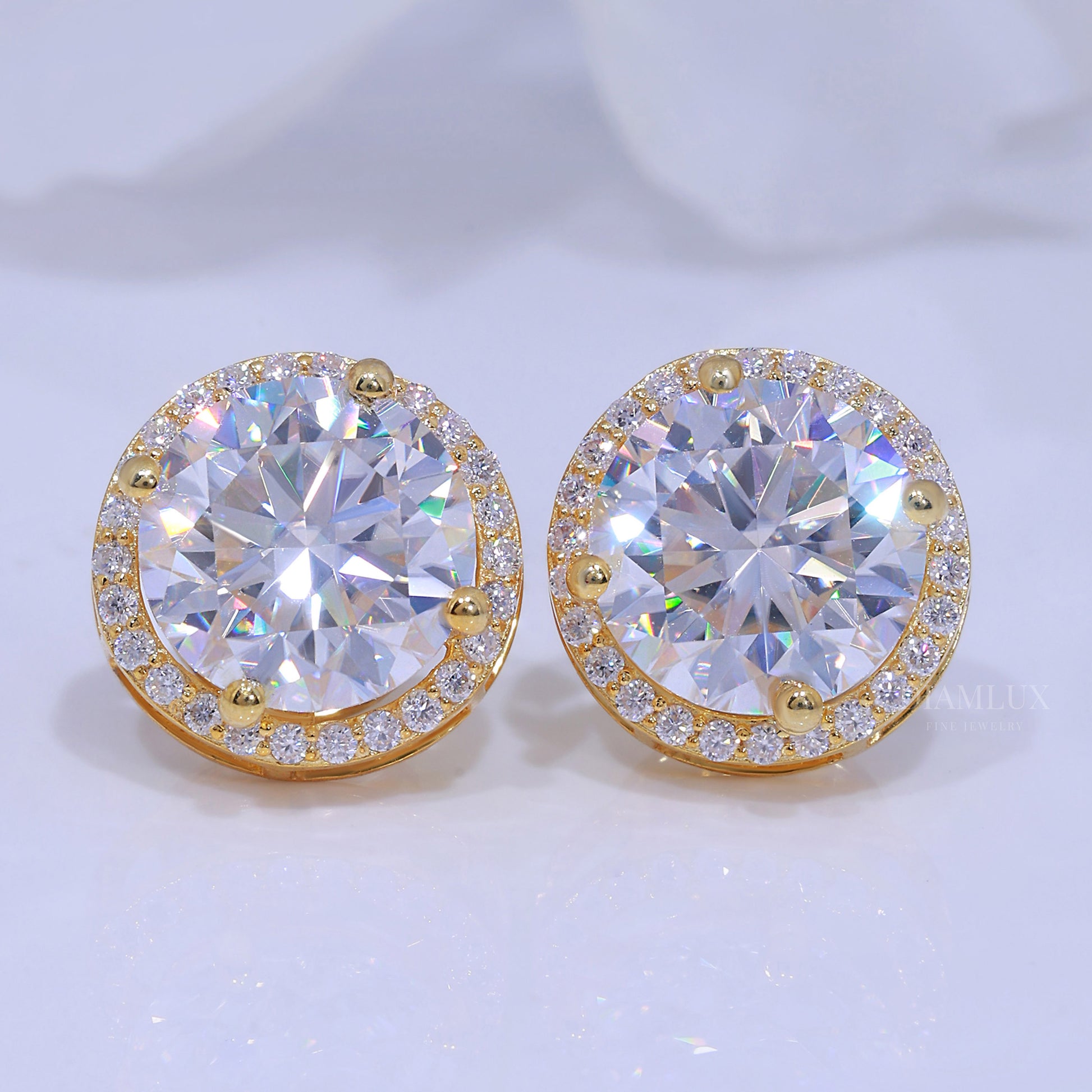 925 Silver with Moissanite Diamonds-Yellow Gold Diamlux Fine Jewelry