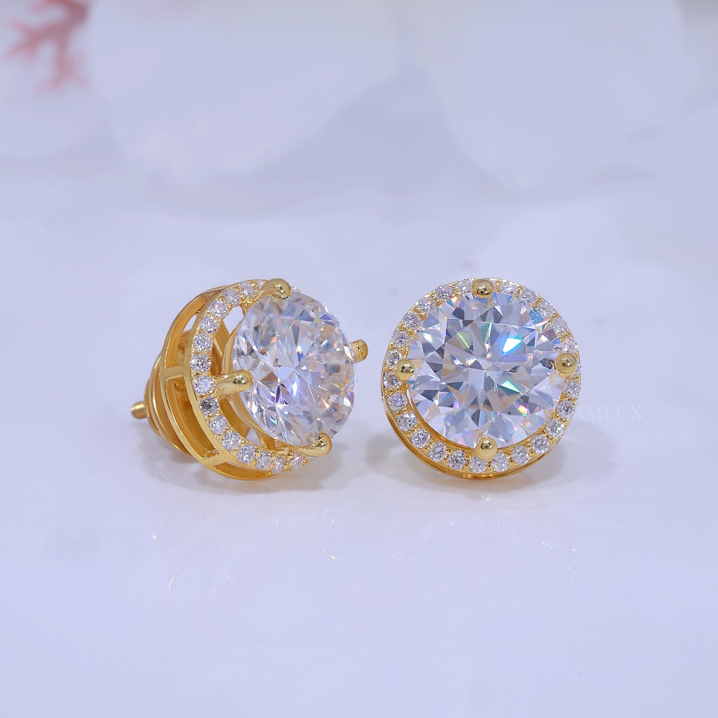 925 Silver with Moissanite Diamonds-Yellow Gold Diamlux Fine Jewelry