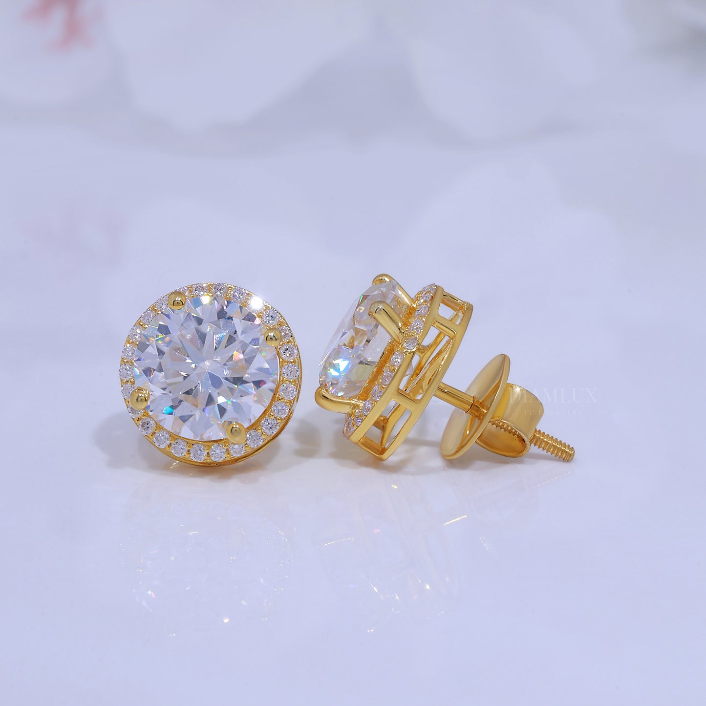 925 Silver with Moissanite Diamonds-Yellow Gold Diamlux Fine Jewelry