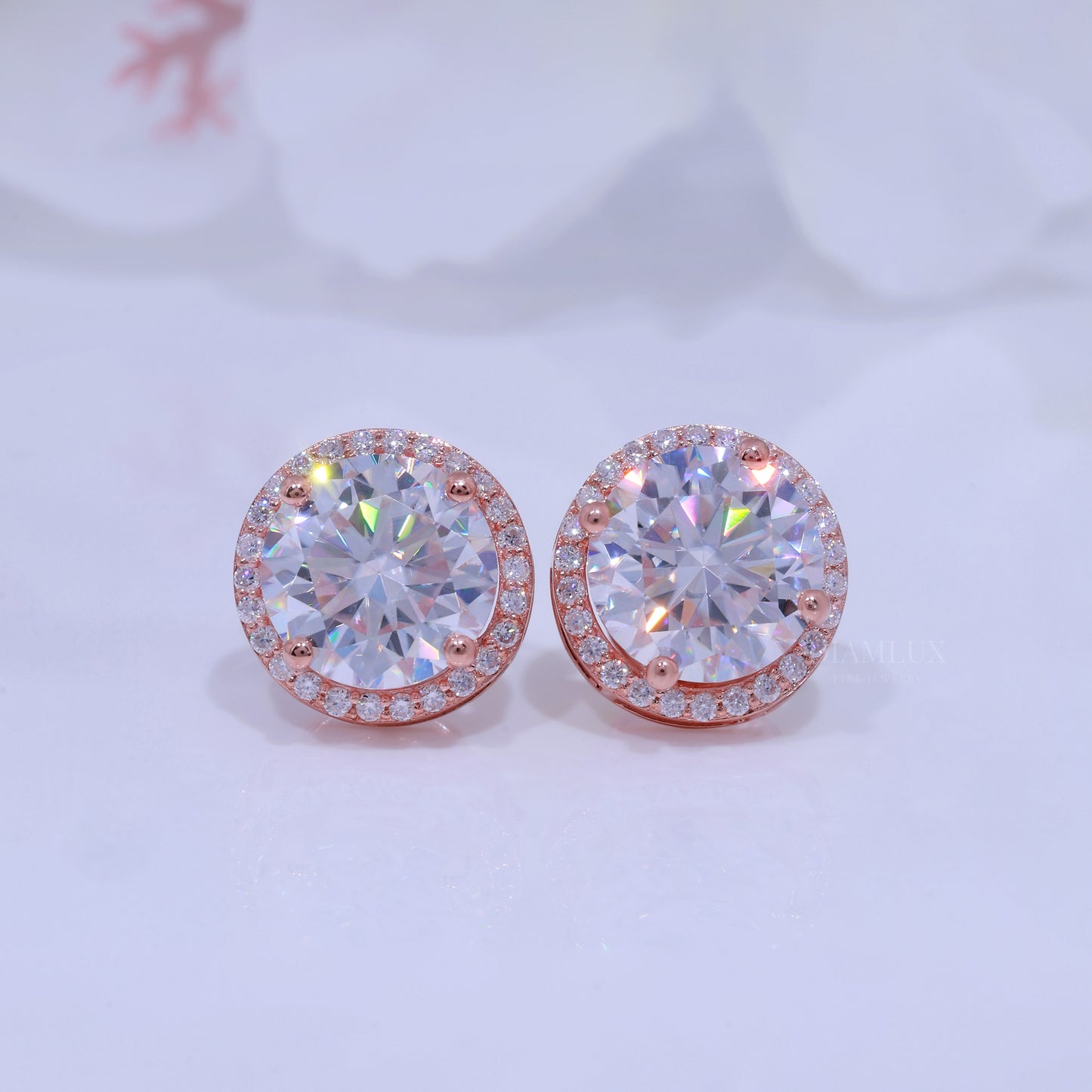 925 Silver With Moissanite Diamond-Rose Gold Diamlux Fine Jewelry