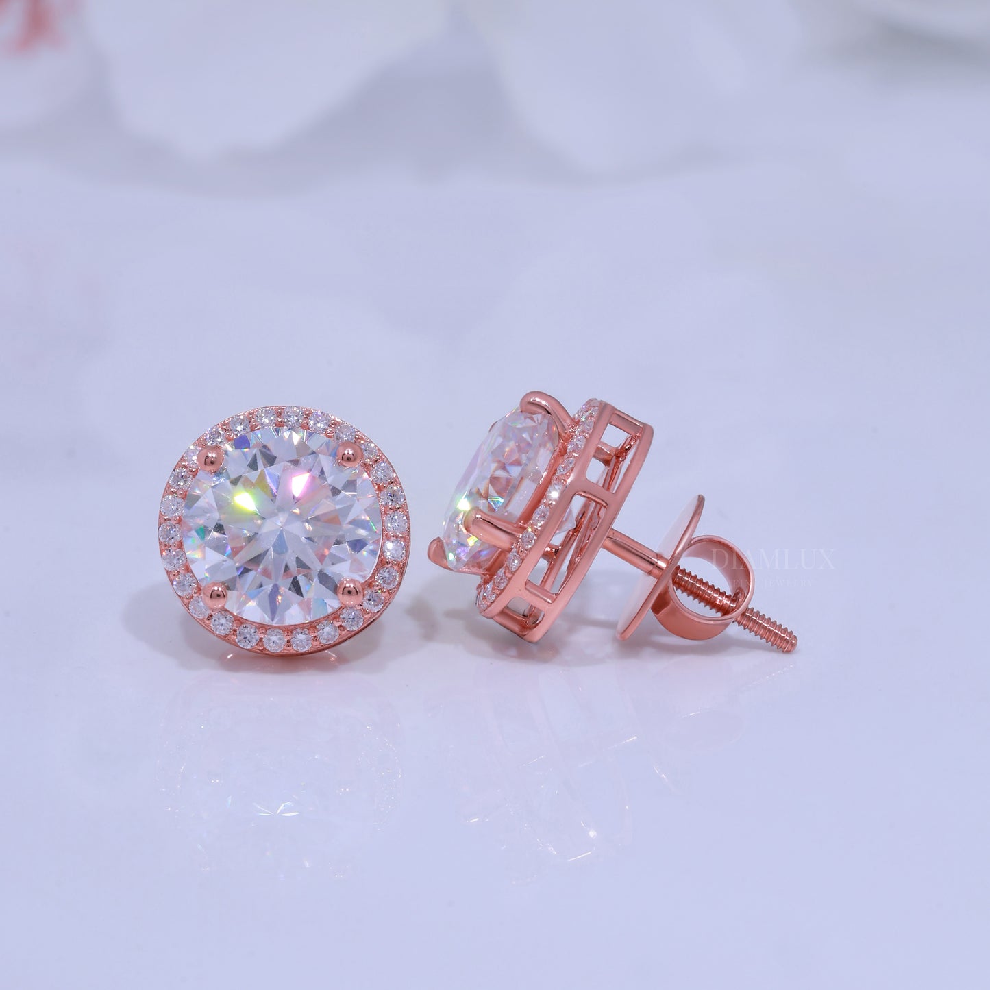925 Silver With Moissanite Diamond-Rose Gold Diamlux Fine Jewelry