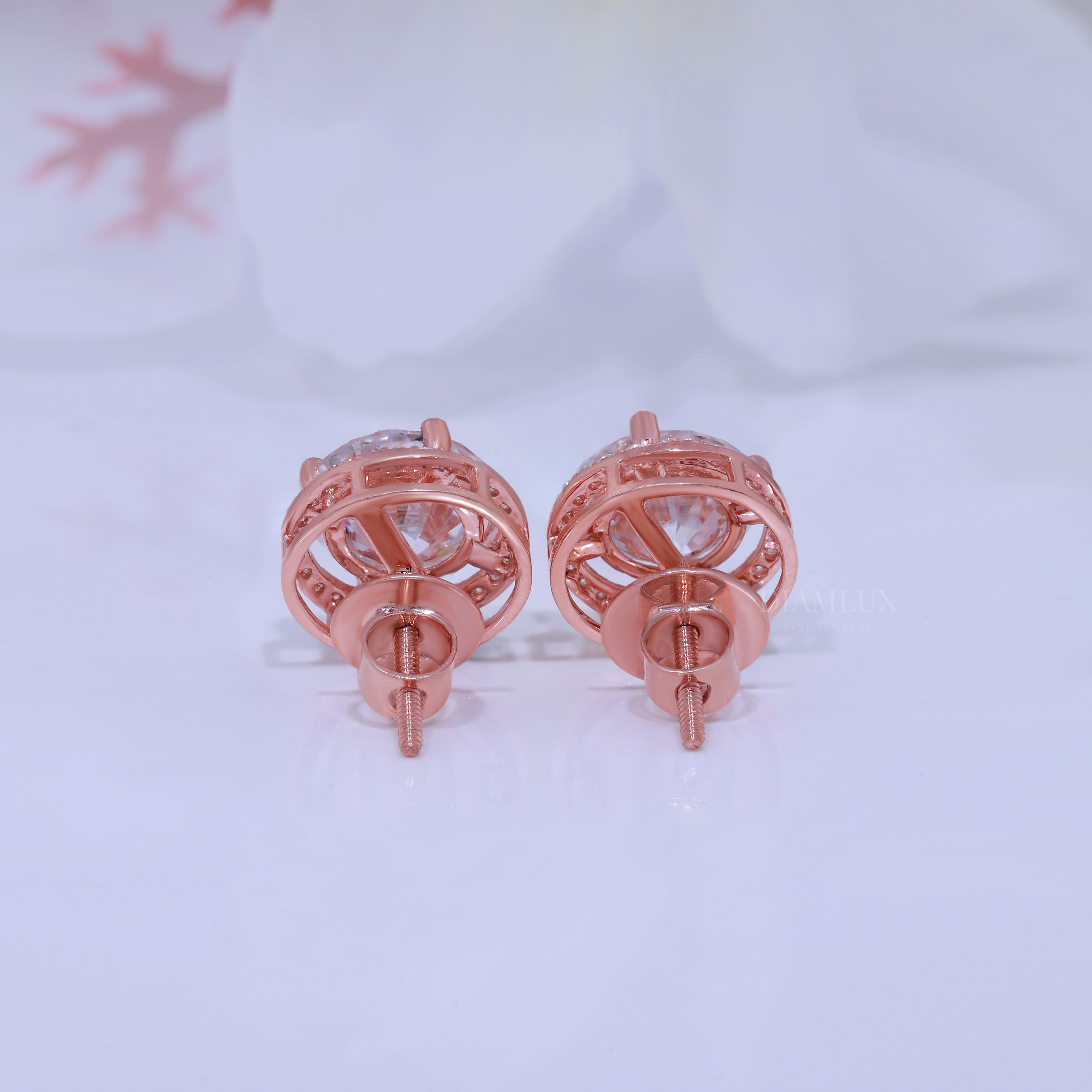 925 Silver With Moissanite Diamond-Rose Gold Diamlux Fine Jewelry