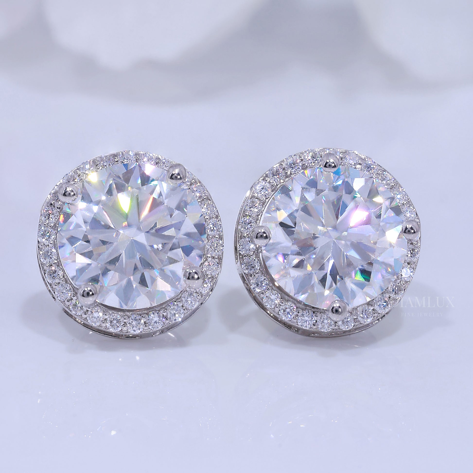 925 Silver with Moissanite Diamonds - White Gold Diamlux Fine Jewelry