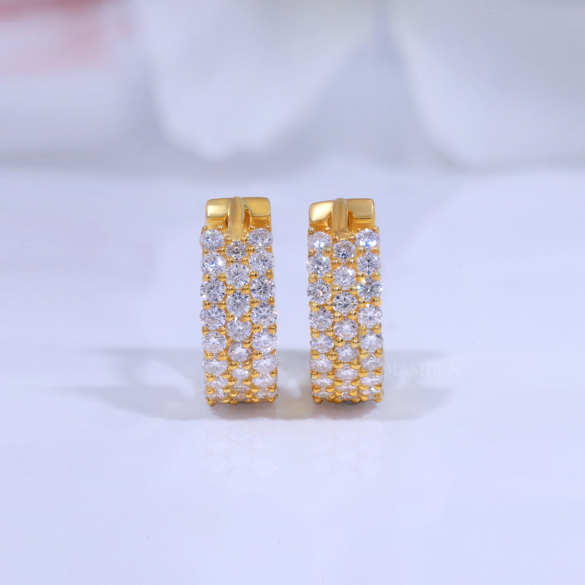925 Silver with Moissanite Diamond- Yellow Gold Plated Diamlux Fine Jewelry
