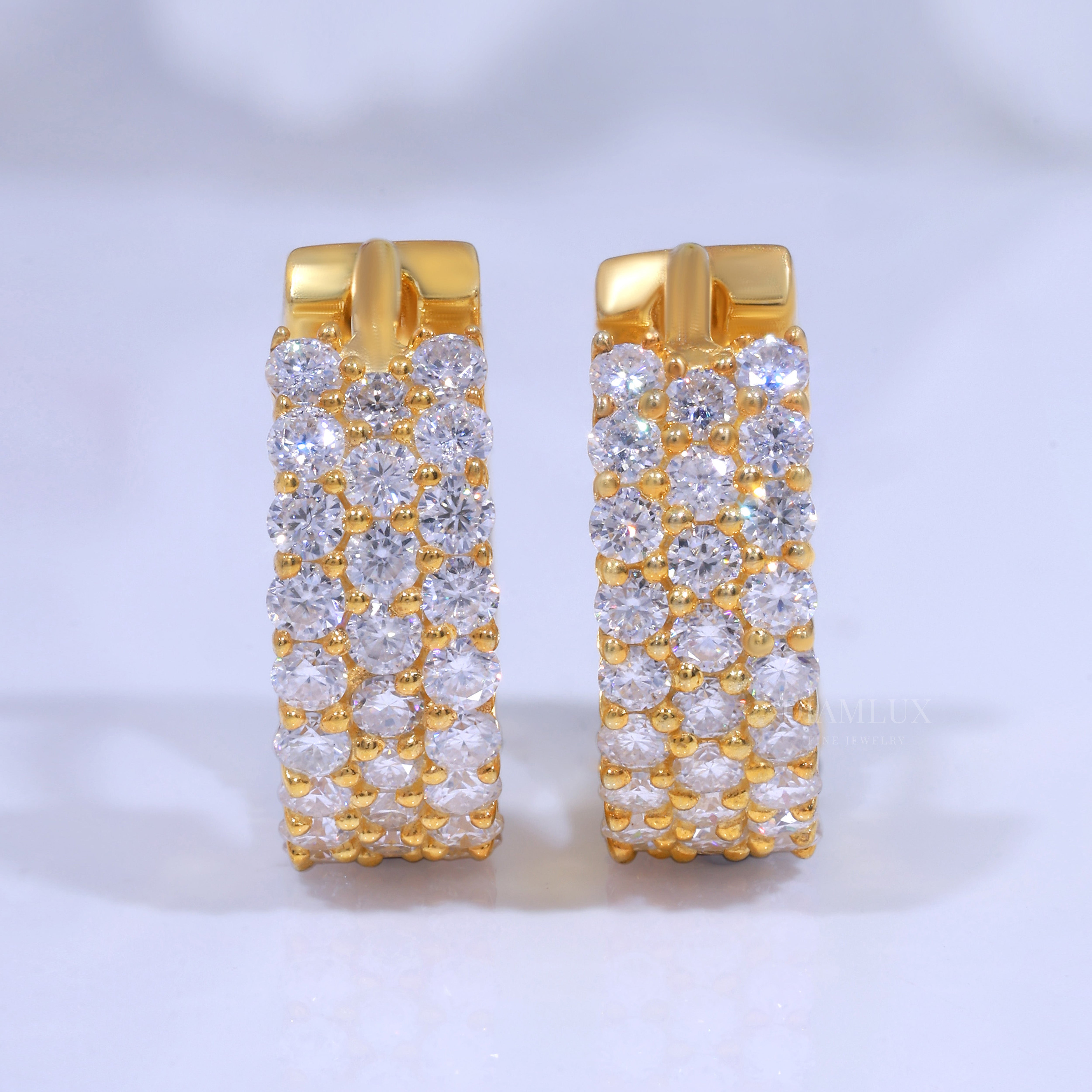 925 Silver with Moissanite Diamond- Yellow Gold Plated Diamlux Fine Jewelry