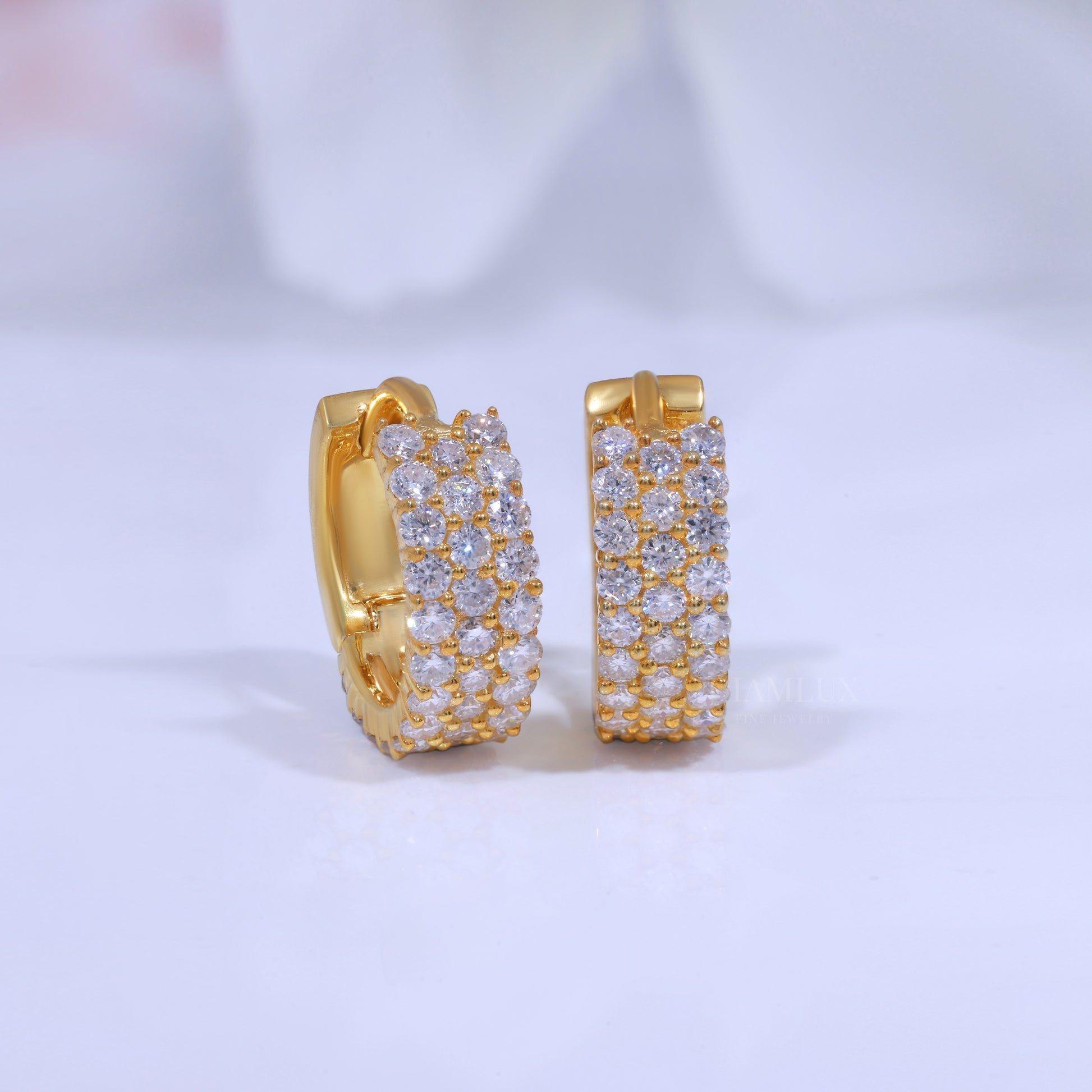 925 Silver with Moissanite Diamond- Yellow Gold Plated Diamlux Fine Jewelry
