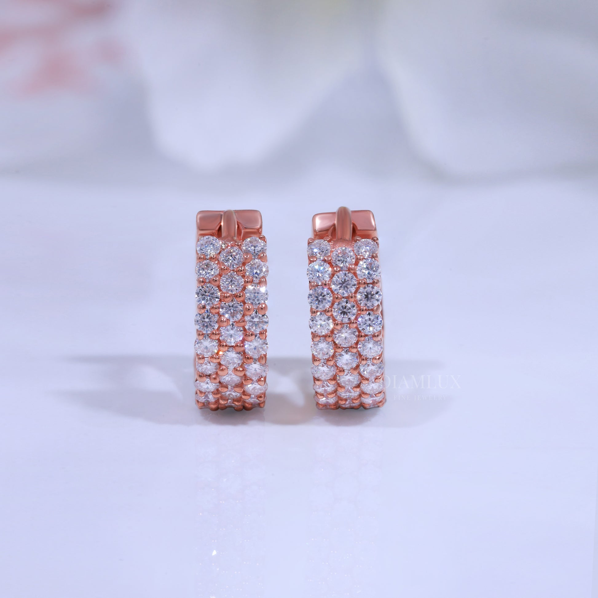 925 Silver with Moissanite Diamond Earring Rose Gold Diamlux Fine Jewelry