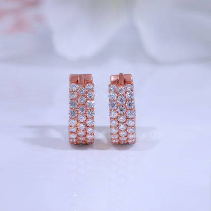 925 Silver with Moissanite Diamond Earring Rose Gold Diamlux Fine Jewelry