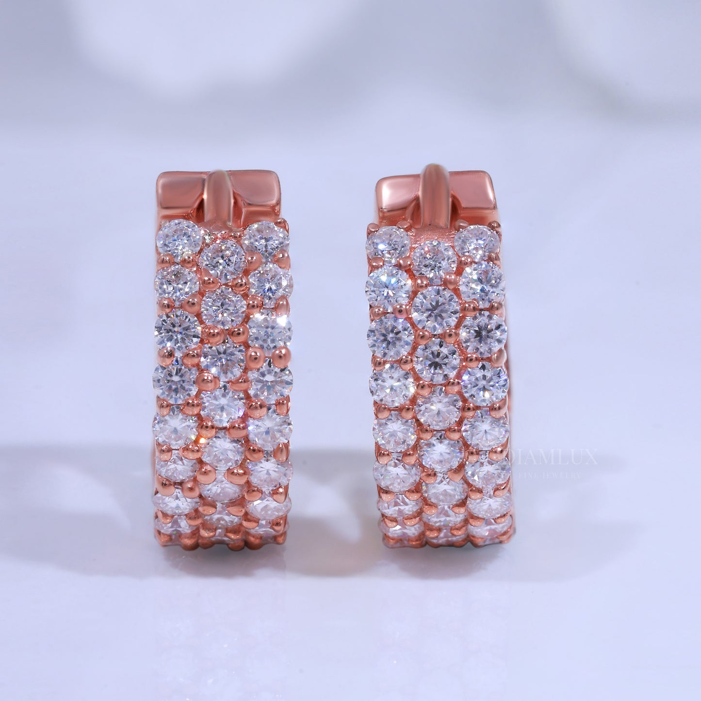 925 Silver with Moissanite Diamond Earring Rose Gold Diamlux Fine Jewelry