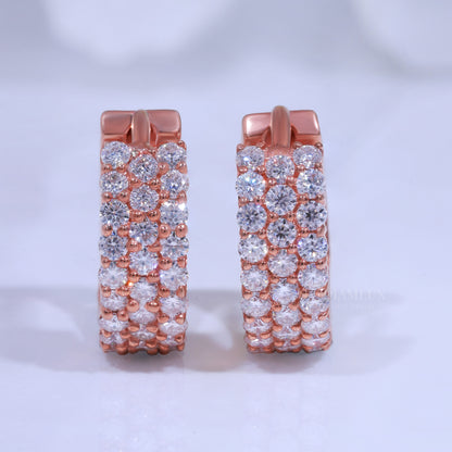 925 Silver with Moissanite Diamond Earring Rose Gold Diamlux Fine Jewelry