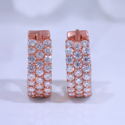 925 Silver with Moissanite Diamond Earring Rose Gold Diamlux Fine Jewelry