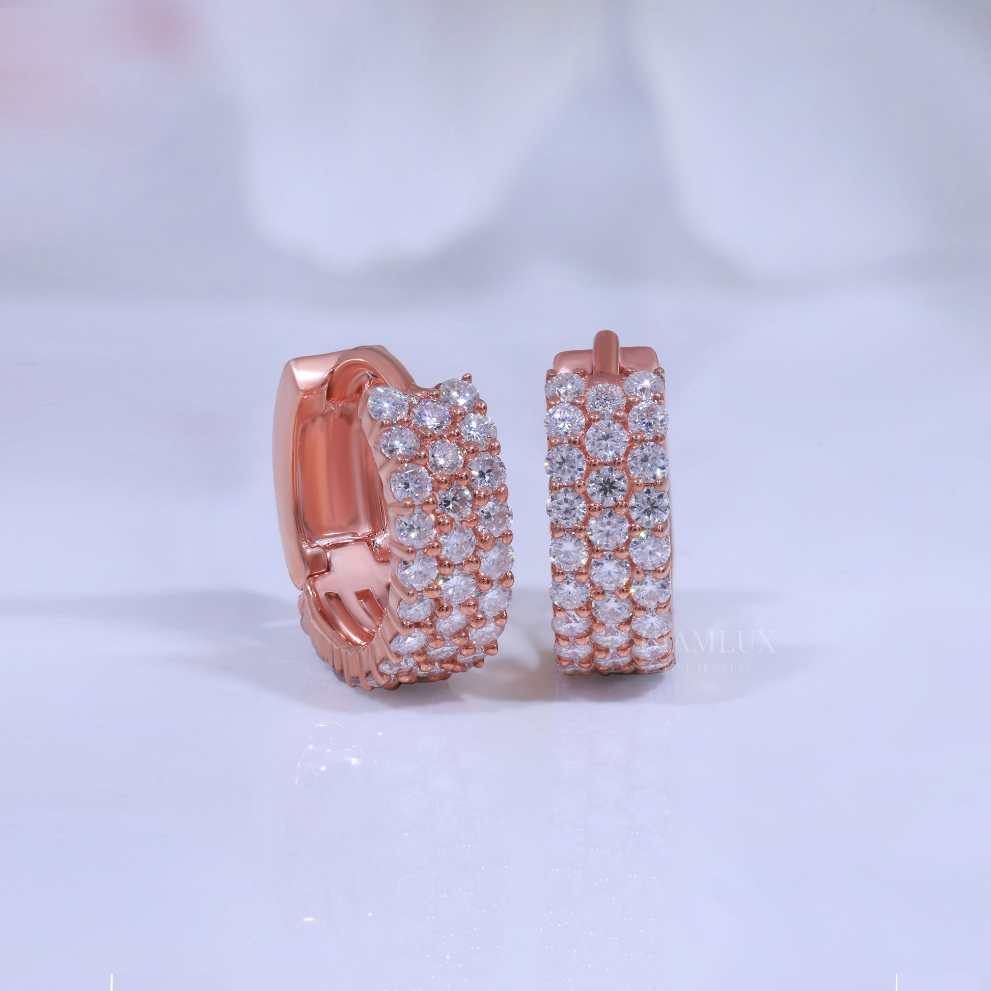 925 Silver with Moissanite Diamond Earring Rose Gold Diamlux Fine Jewelry