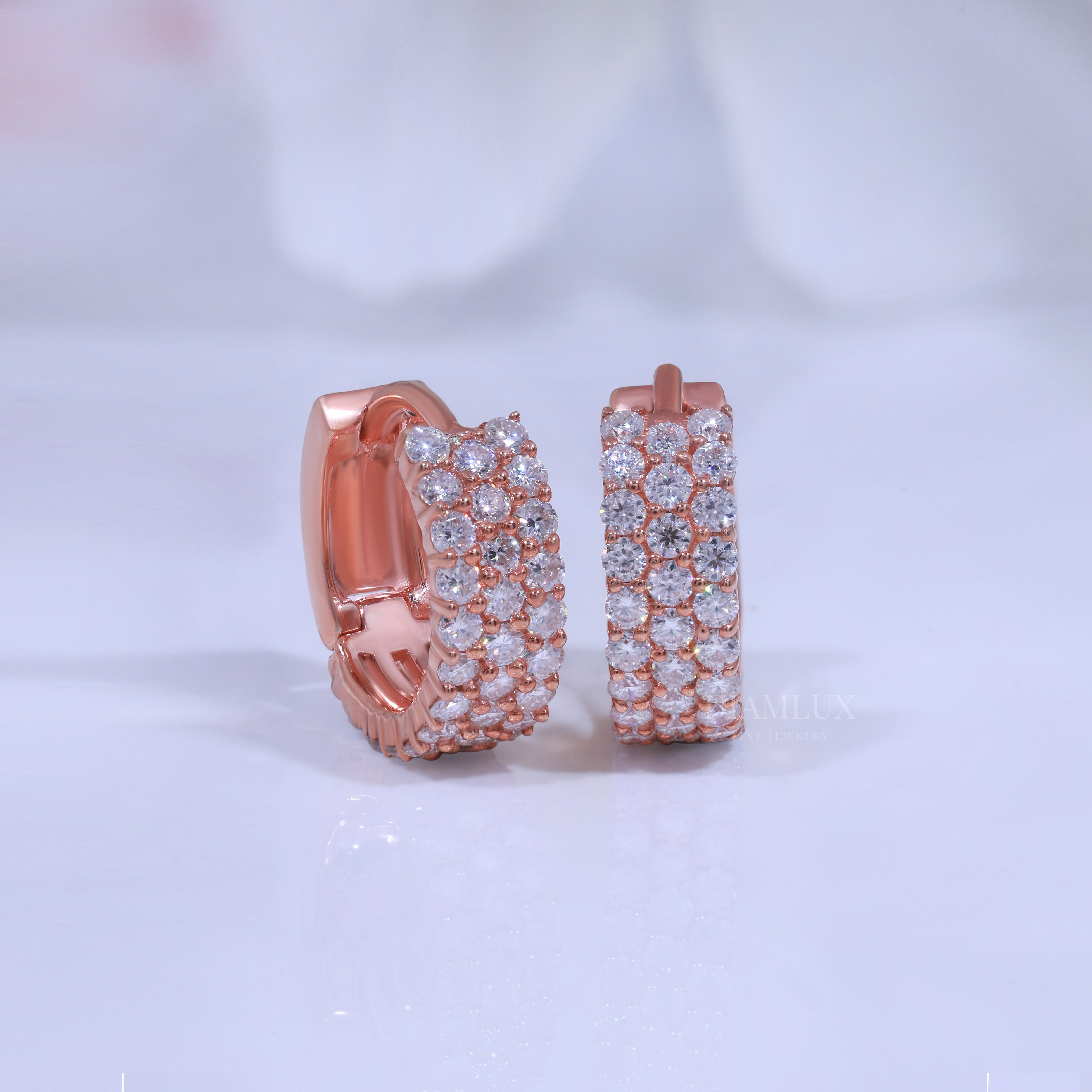 925 Silver with Moissanite Diamond Earring Rose Gold Diamlux Fine Jewelry