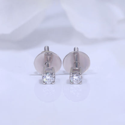 Round Brilliant Cut Halo Stud Earrings in 925 silver with Moissanite Diamonds Diamlux Fine Jewelry