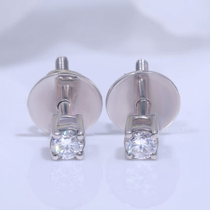 Round Brilliant Cut Halo Stud Earrings in 925 silver with Moissanite Diamonds Diamlux Fine Jewelry