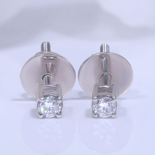 Round Brilliant Cut Halo Stud Earrings in 925 silver with Moissanite Diamonds Diamlux Fine Jewelry