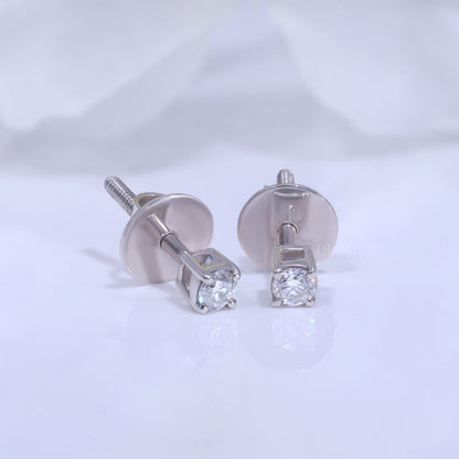 Round Brilliant Cut Halo Stud Earrings in 925 silver with Moissanite Diamonds Diamlux Fine Jewelry