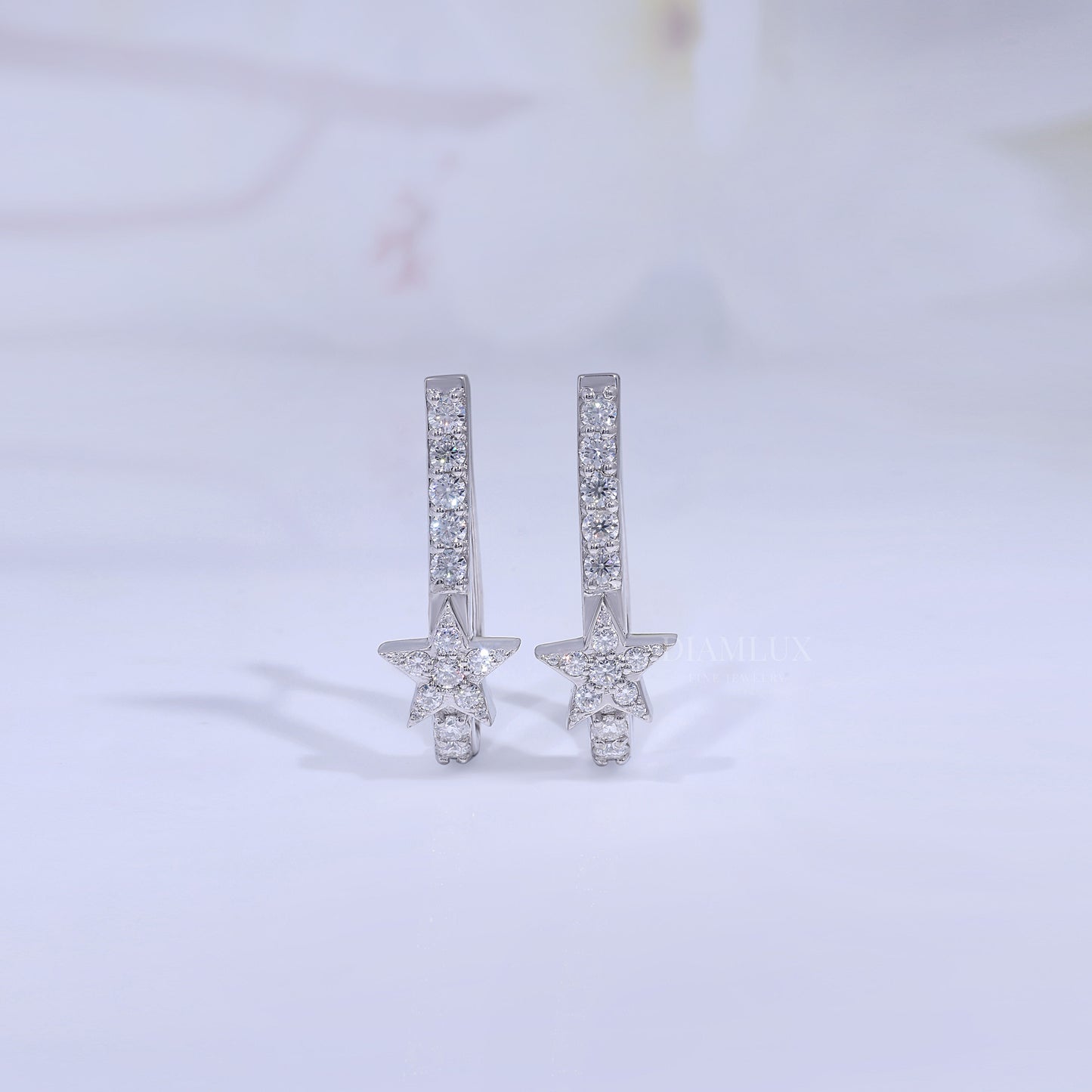 Celestial Star Drop Earrings in 925 silver with Moissanite Diamond Diamlux Fine Jewelry