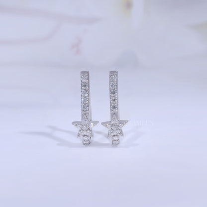 Celestial Star Drop Earrings in 925 silver with Moissanite Diamond Diamlux Fine Jewelry