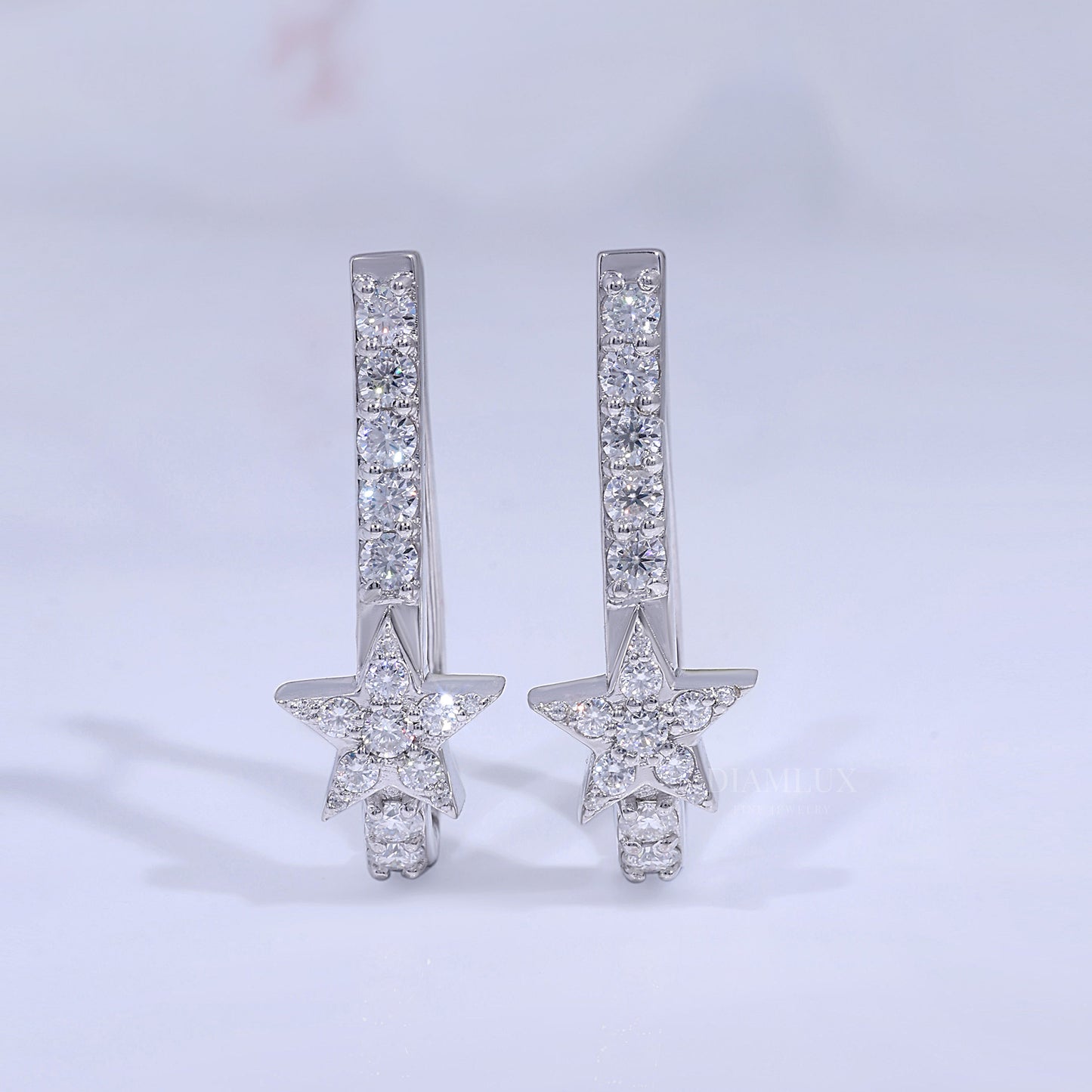 Celestial Star Drop Earrings in 925 silver with Moissanite Diamond Diamlux Fine Jewelry