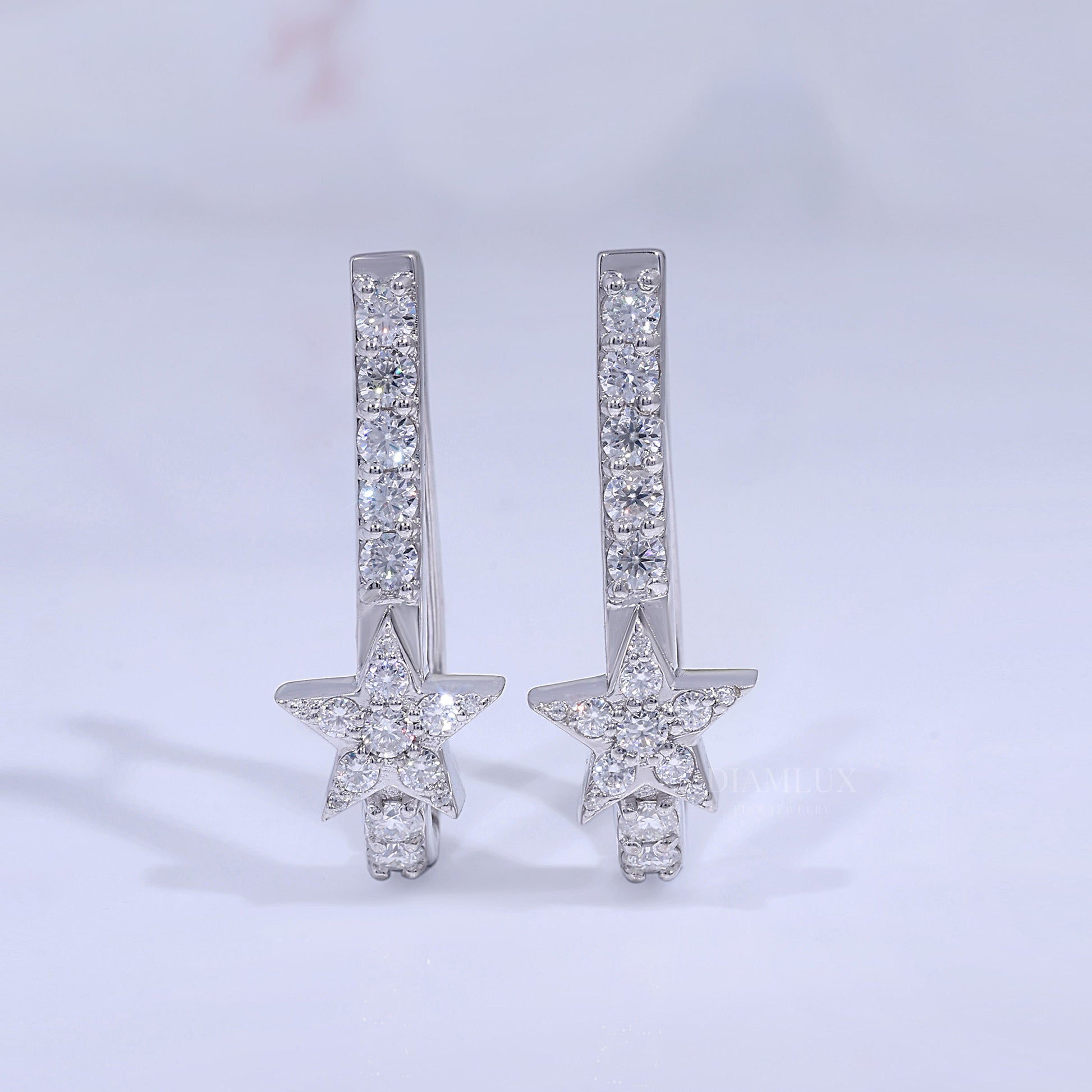 Celestial Star Drop Earrings in 925 silver with Moissanite Diamond Diamlux Fine Jewelry