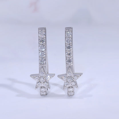 Celestial Star Drop Earrings in 925 silver with Moissanite Diamond Diamlux Fine Jewelry