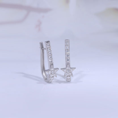 Celestial Star Drop Earrings in 925 silver with Moissanite Diamond Diamlux Fine Jewelry