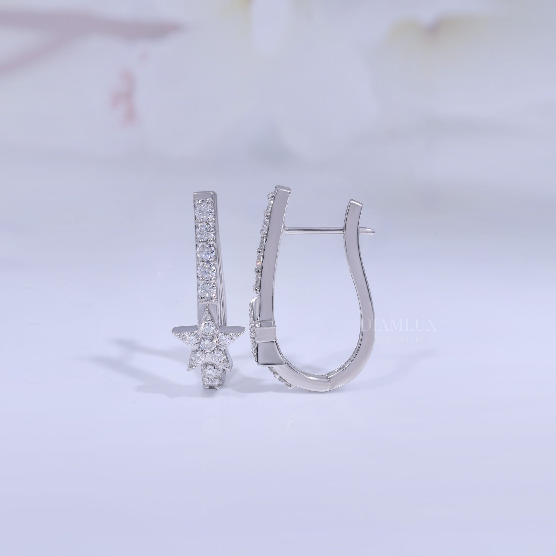 Celestial Star Drop Earrings in 925 silver with Moissanite Diamond Diamlux Fine Jewelry