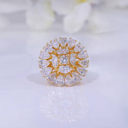 10kt Gold Lab Diamond Ring -Flower Diamlux Fine Jewelry