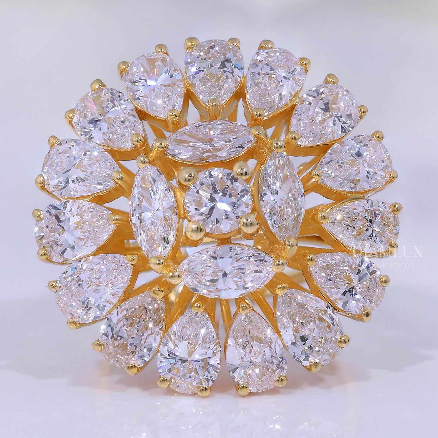 10kt Gold Lab Diamond Ring -Flower Diamlux Fine Jewelry