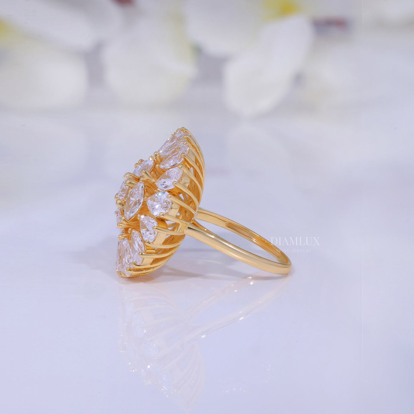 10kt Gold Lab Diamond Ring -Flower Diamlux Fine Jewelry