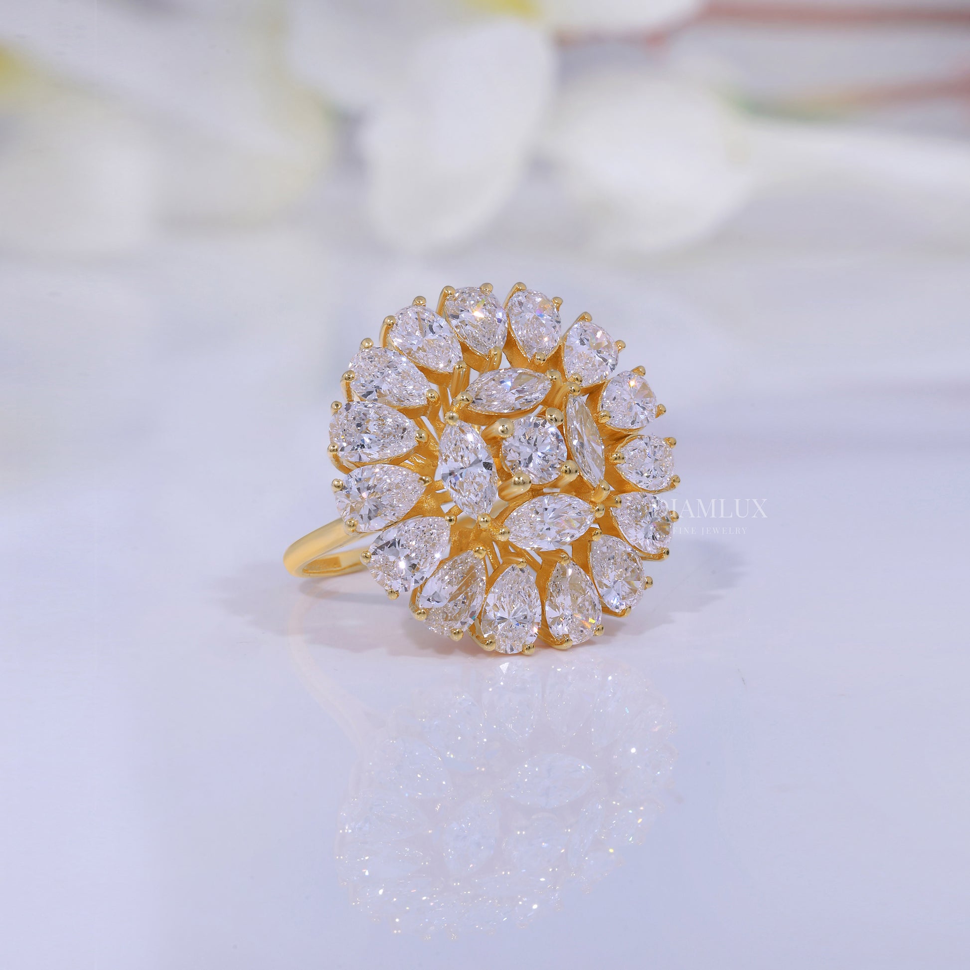 10kt Gold Lab Diamond Ring -Flower Diamlux Fine Jewelry