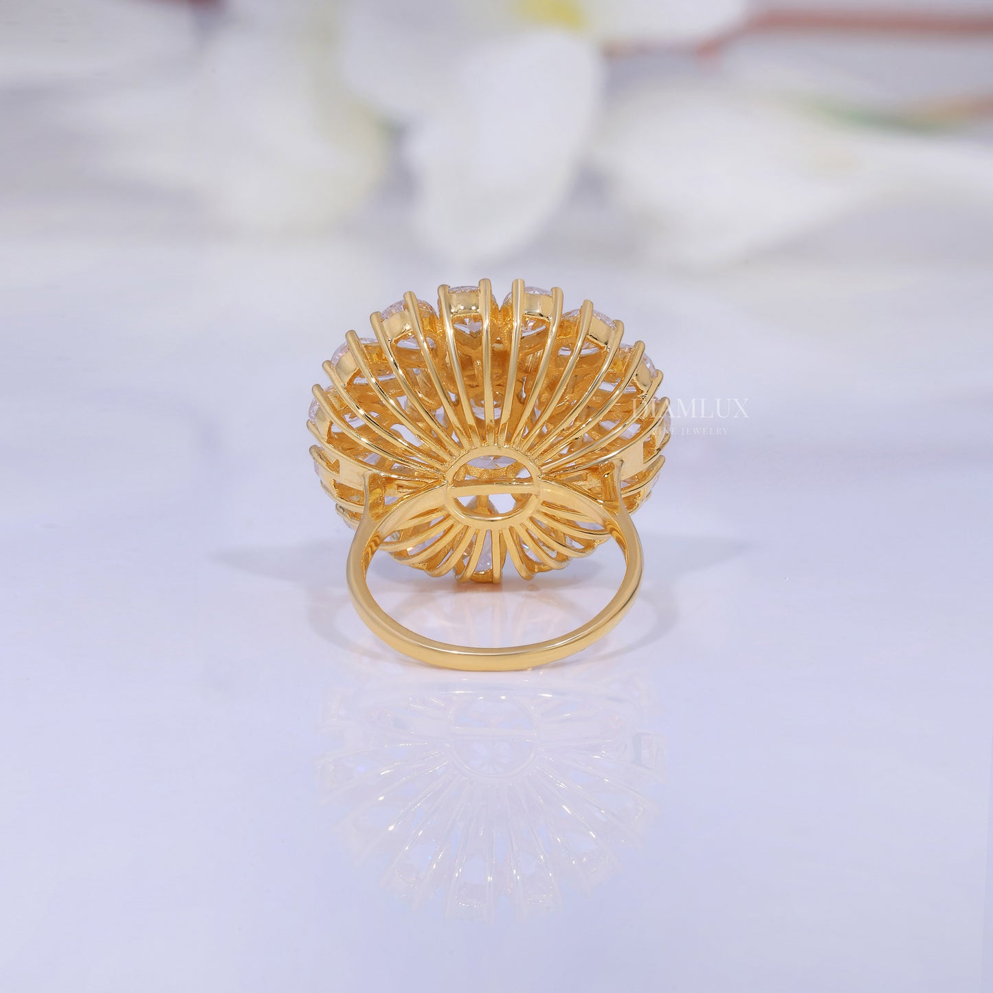 10kt Gold Lab Diamond Ring -Flower Diamlux Fine Jewelry