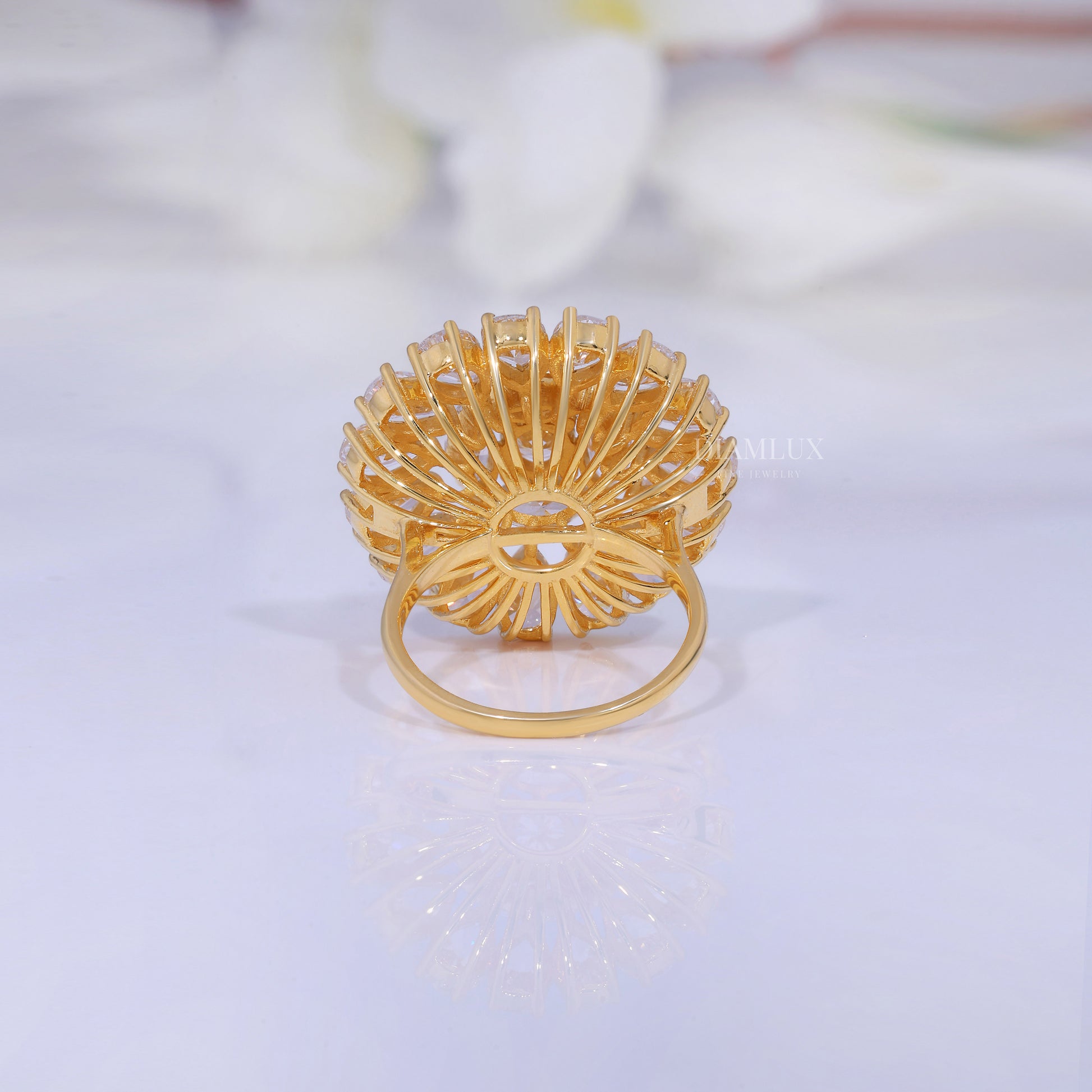10kt Gold Lab Diamond Ring -Flower Diamlux Fine Jewelry