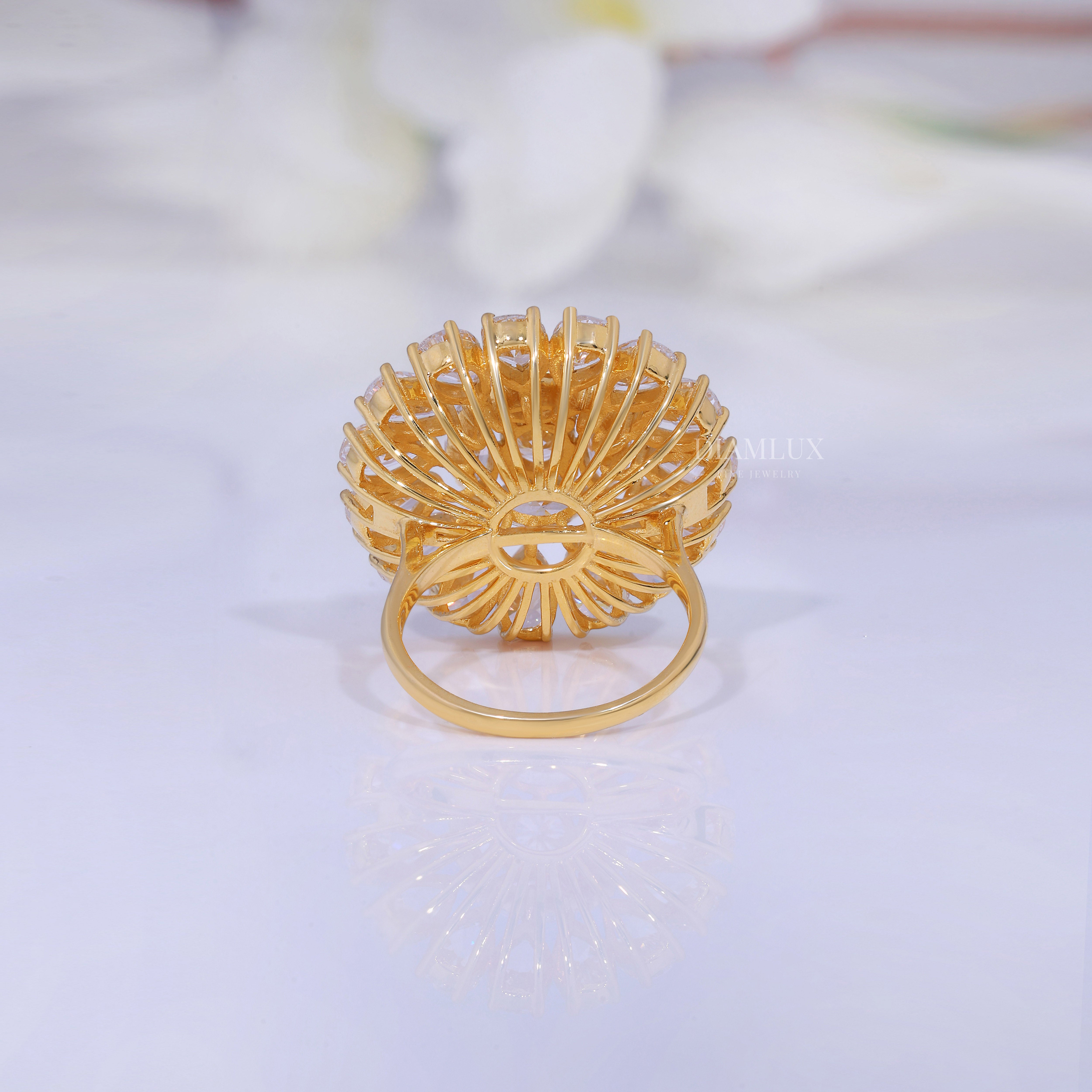 10kt Gold Lab Diamond Ring -Flower Diamlux Fine Jewelry