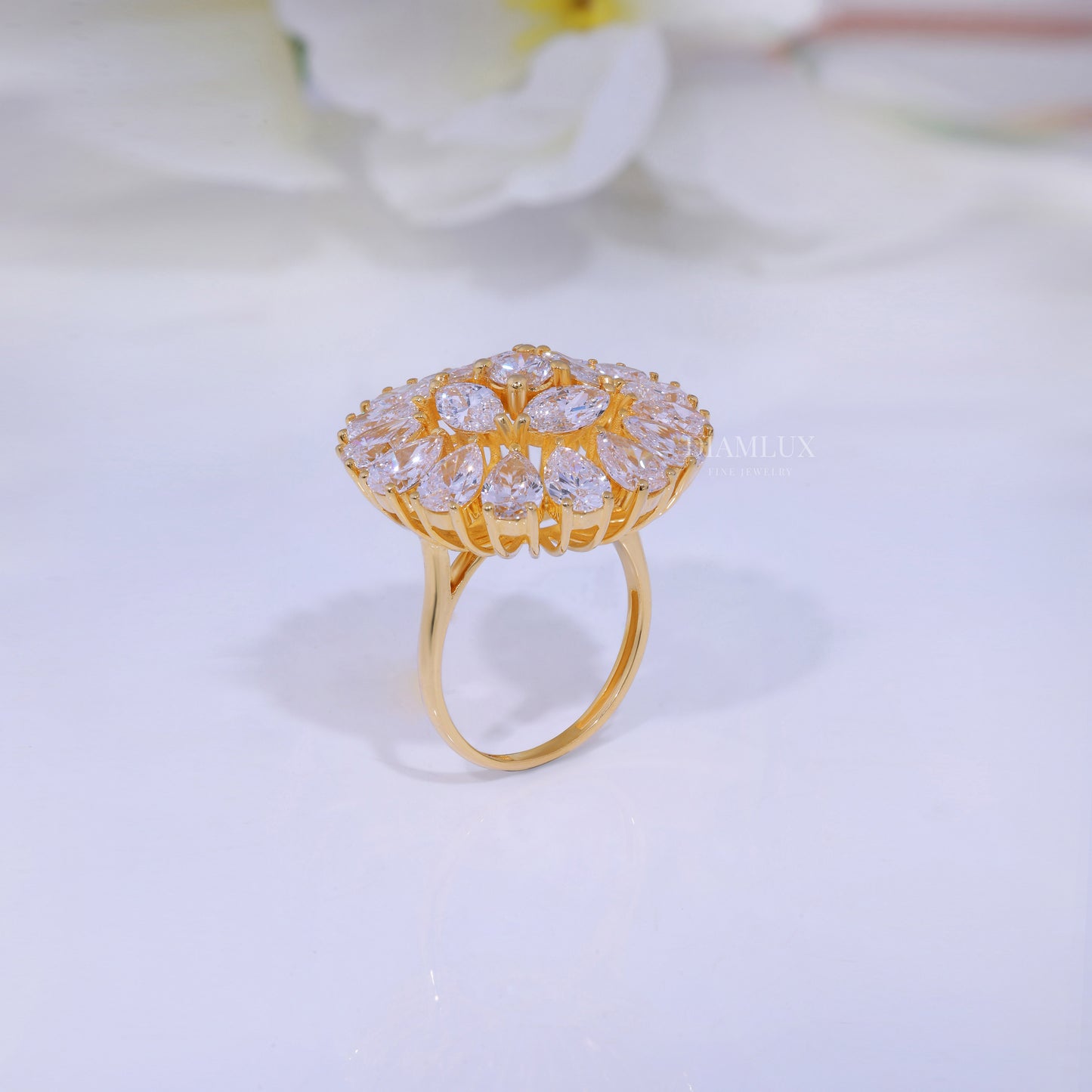 10kt Gold Lab Diamond Ring -Flower Diamlux Fine Jewelry