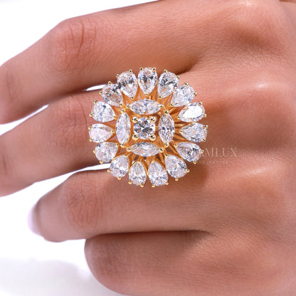 10kt Gold Lab Diamond Ring -Flower Diamlux Fine Jewelry