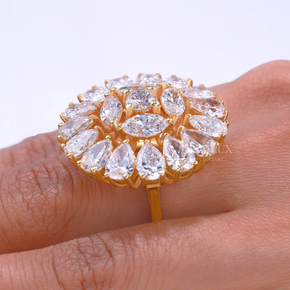 10kt Gold Lab Diamond Ring -Flower Diamlux Fine Jewelry