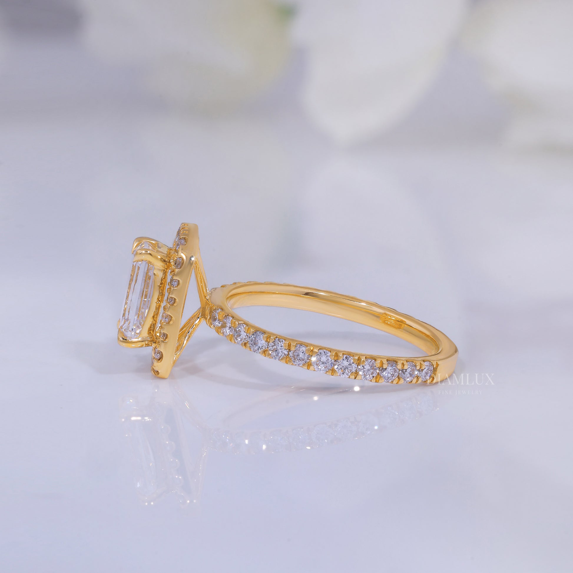 10kt Gold Lab Diamond Ring -Engagement Ring Diamlux Fine Jewelry